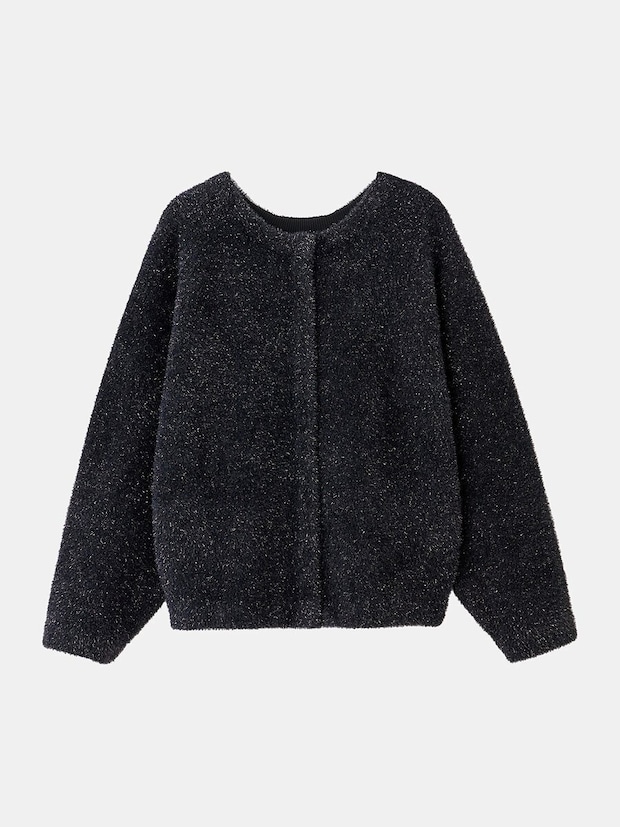 PLSTのラメフェザーヤーン2WAYカーディガン