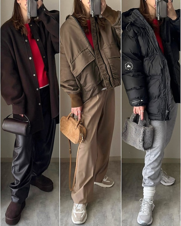 ユニクロのスムースコットンクルーネックセーターのコーデ2