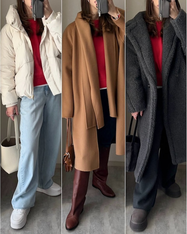 ユニクロのスムースコットンクルーネックセーターのコーデ4