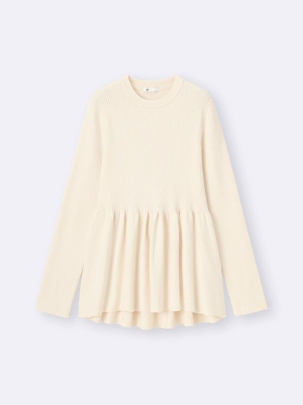 ペプラムニットプルオーバー gu大人女性おすすめペプラムニットプルオーバー