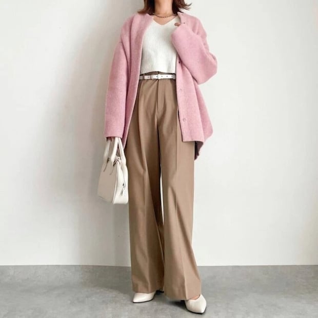 お手本コーデ 2025ユニクロ大人女性おすすめタックワイドパンツお手本コーデ