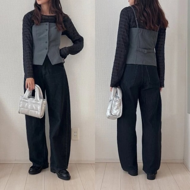 お手本コーデ 2025ユニクロ大人女性おすすめバギーカーブジーンズお手本コーデ