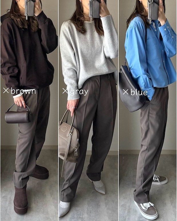 ユニクロのタックワイドテーパードパンツコーデ3