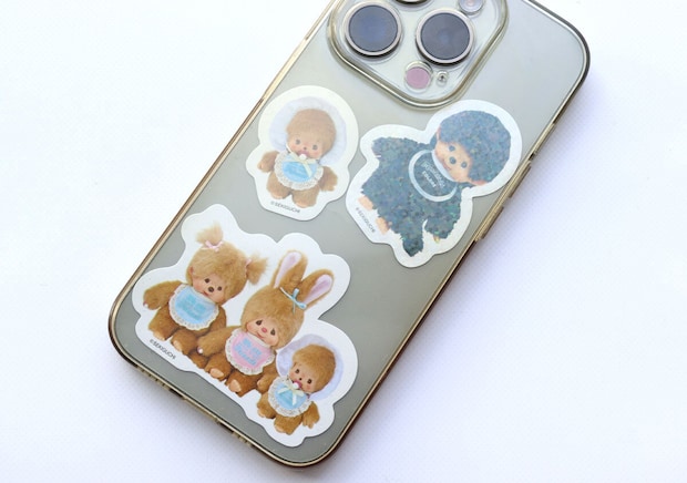 宝島社雑誌付録のsweet2026年2月号増刊モンチッチのぬいぐるみポーチチャーム＆ステッカー3点セット5