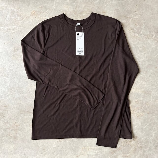 GUソフトシアークルーネックT GUソフトシアークルーネックT DARK BROWN