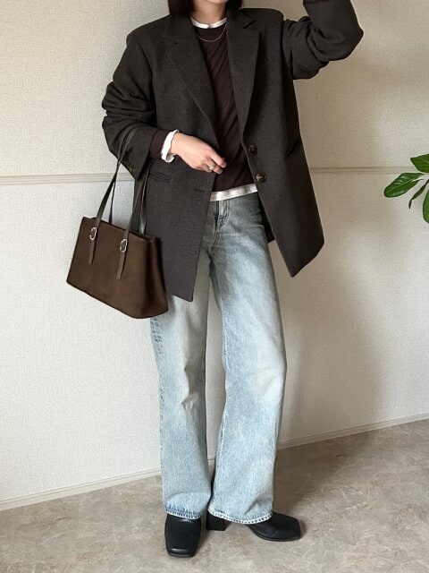 GUソフトシアークルーネックT GUソフトシアークルーネックTのジャケットコーデ