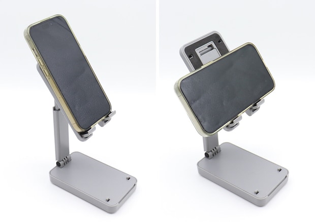 ダイソーの折り畳み式スマホスタンド 伸縮タイプは縦向きでも横向きでも使える