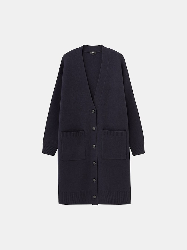 PLSTのウールコットンブレンドロングカーディガン