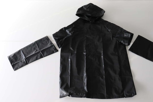 分離式レインジャケット（大人用、ブラック）　形状