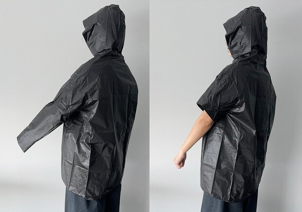 分離式レインジャケット（大人用、ブラック）　着用感