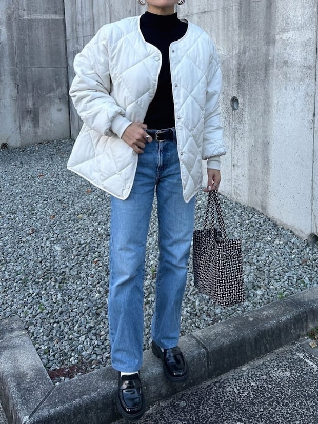 キルティングアウターのコーデ3