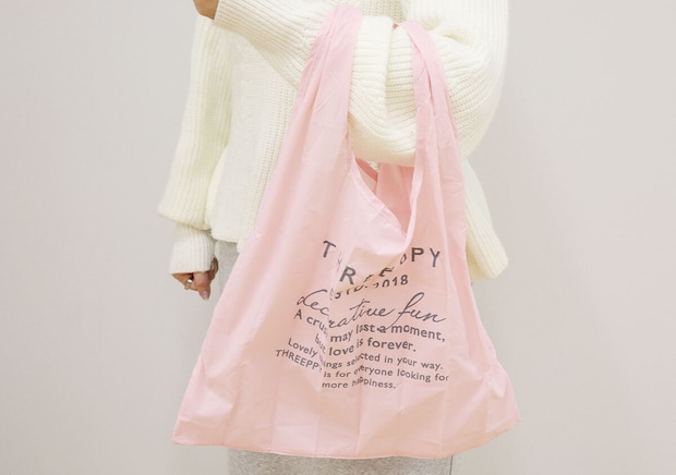 スリーピーチャーム付エコバッグ手持ち