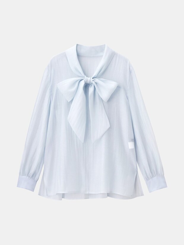 2026plstシアーボウタイブラウス