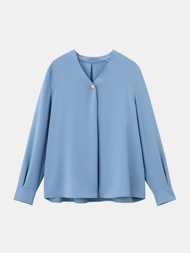 2026plstUVカットVネックオーバルパーツブラウス