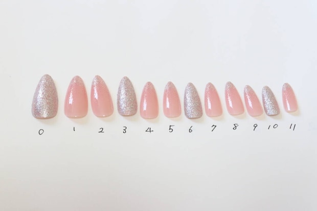 ネイルチップ アーモンド グラデーションラメ 12P　番号順