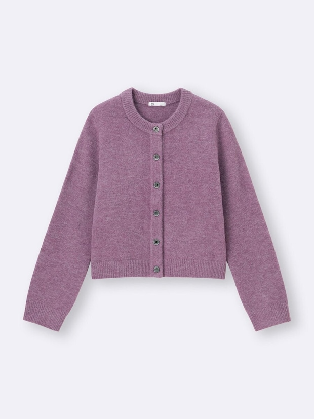 パフニットクルーネックカーディガン 2026gu女性おすすめ春色パフニットクルーネックカーディガン