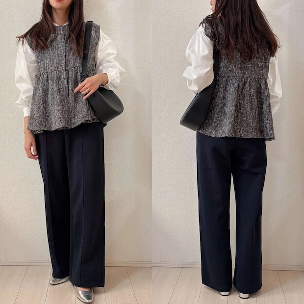 ユニクロスウェットストレートパンツネイビー着回しコーデ