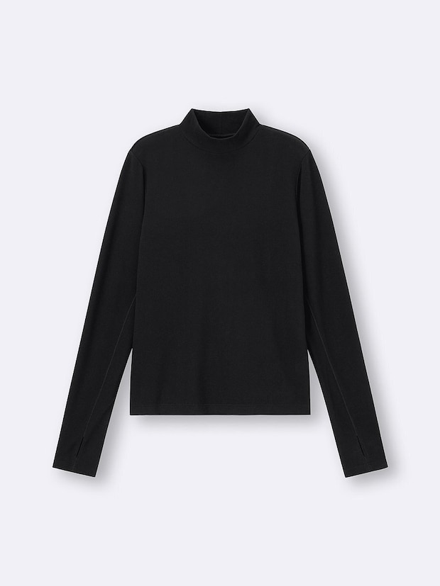 GUのウォームスムースモックネックT