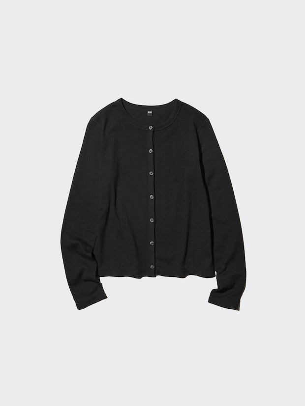 2026ユニクロ黒ポインテールカーディガン