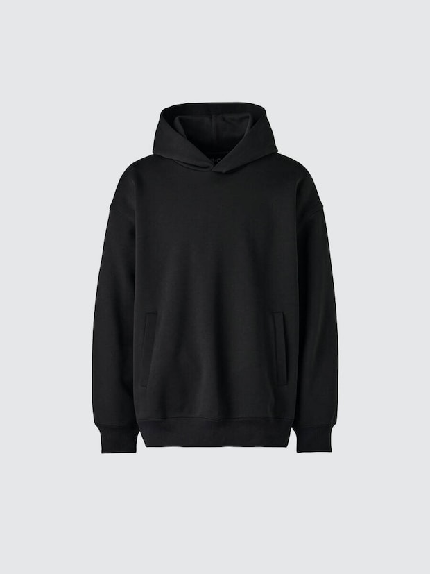 スウェットオーバーサイズプルパーカ 2026ユニクロ黒スウェットオーバーサイズプルパーカ