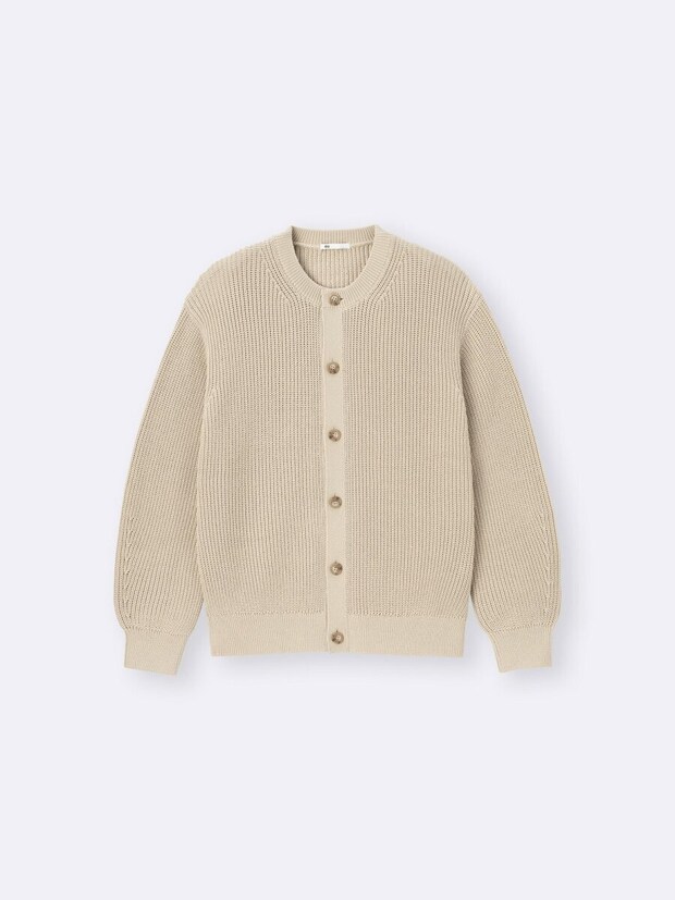 リリヤーンクルーネックカーディガン 2026gu春女性おすすめリリヤーンクルーネックカーディガン