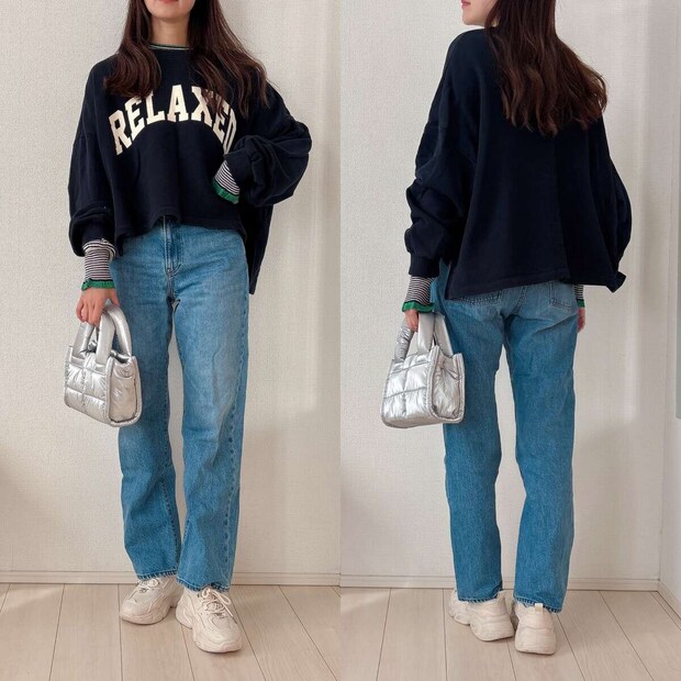 BONLECILL至福のカヌレニット BONLECILL至福のカヌレニットのスウェットレイヤードコーデ