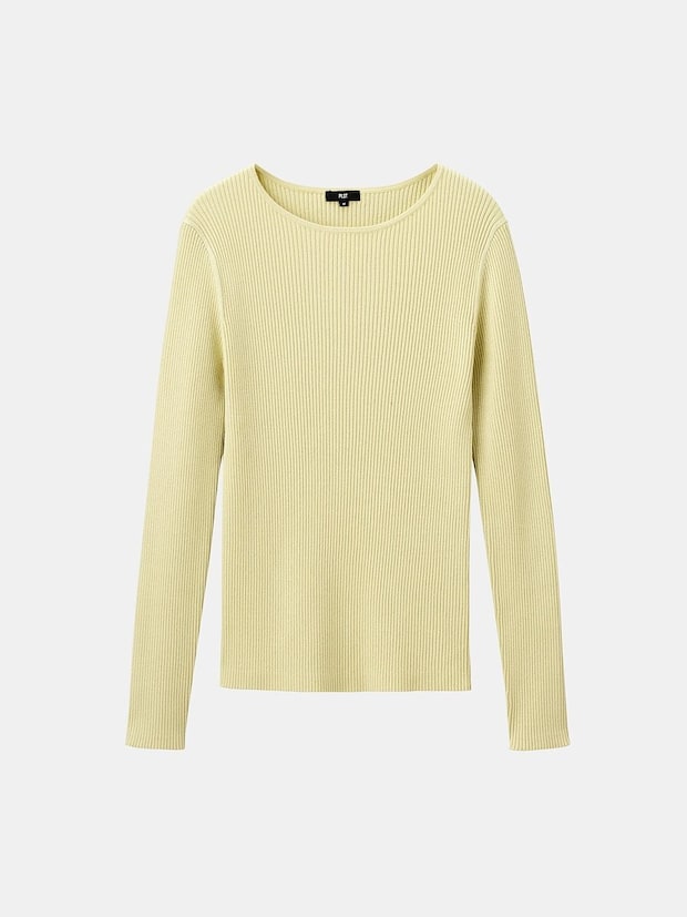 PLST ラメリブボートネックセーター PLSTのラメリブボートネックセーター