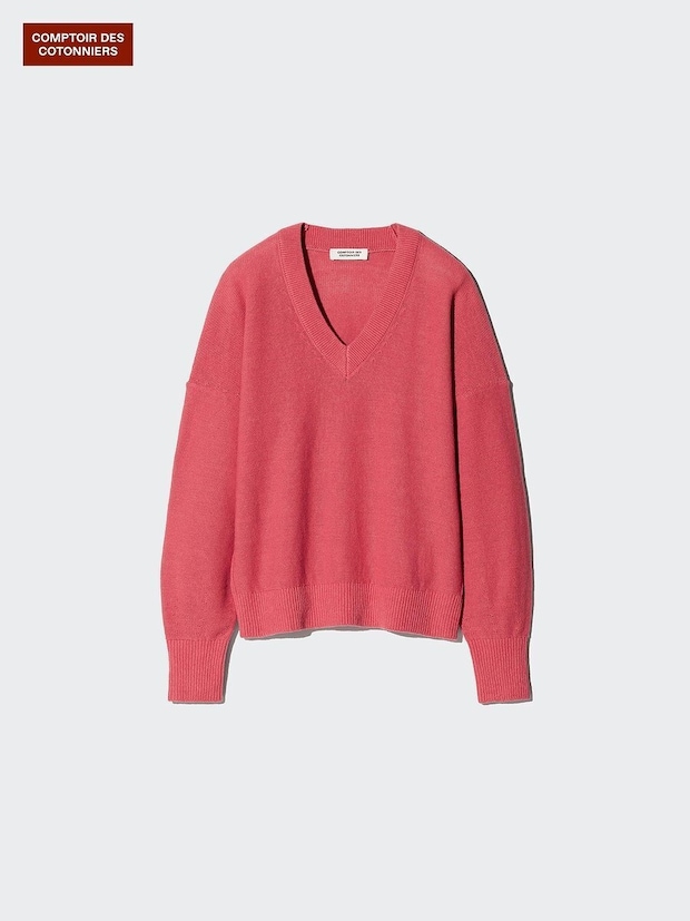 ユニクロのリネンVネックセーター