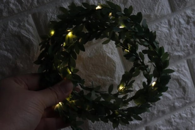 ダイソー ガーランドライト(20LED、グリーン、USBタイプ) 使用例 針金 ダイソー ガーランドライト(20LED、グリーン、USBタイプ) 使用例 針金