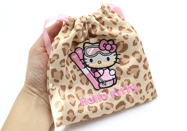 雪焼けハローキティレオパード巾着ポーチ 雪焼けハローキティレオパード巾着ポーチ