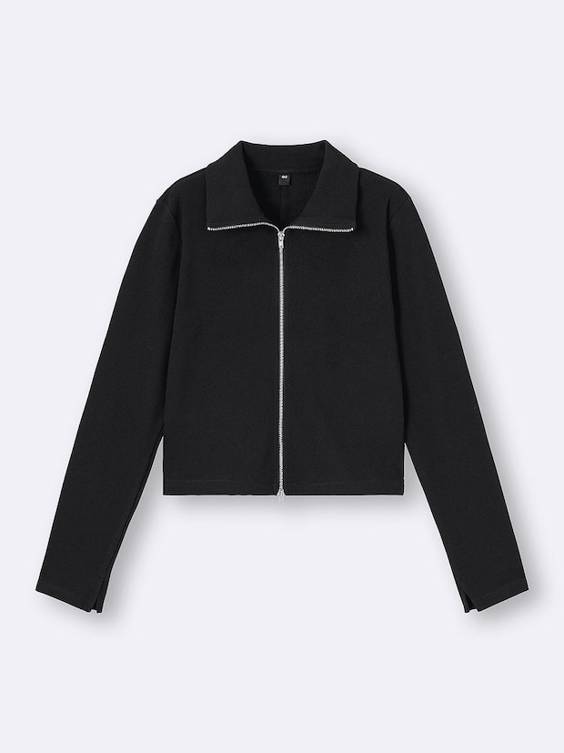 GUのリブダブルジップカーディガン