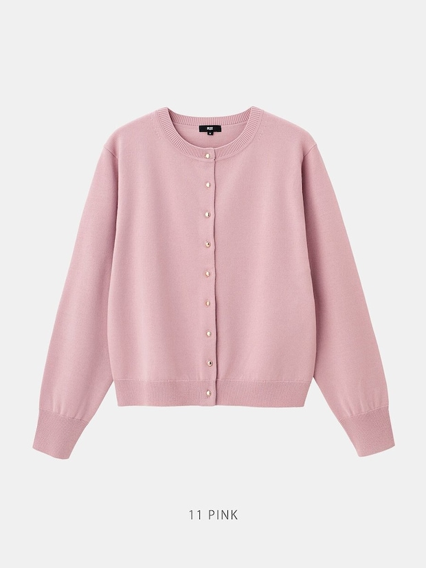 PLSTのメリノウールブレンドメタルボタンカーディガン