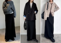 冬→春シフトは「黒ロングスカート」が一番使える！着回し優秀で着やせも叶える♡お手本コーデ集