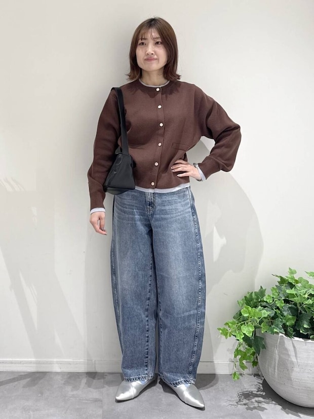 スウェットライククルーカーディガン 2026春グローバルワーク大人女性おすすめスウェットライククルーカーディガン