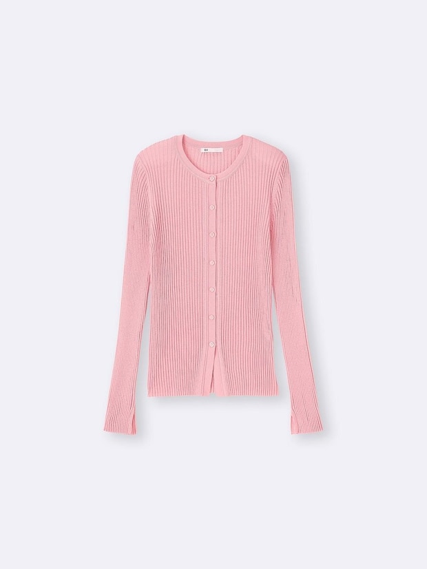 GUのシアーリブカーディガン