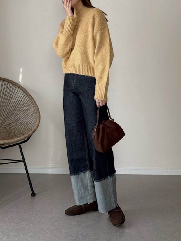 2026春大人女性おすすめキレイ色イエローニットコーデ