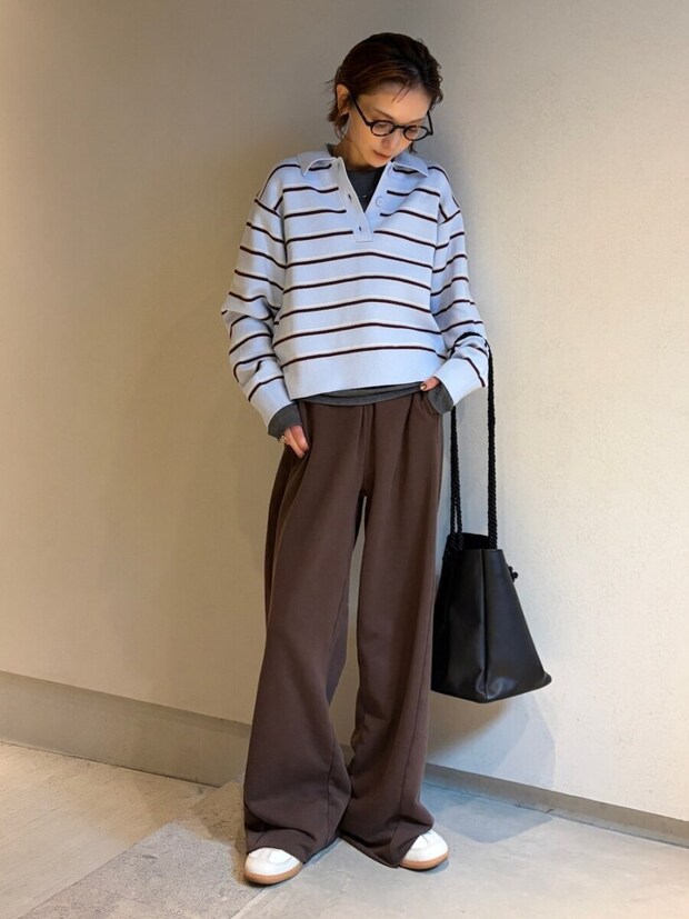 2026春大人女性おすすめキレイ色ポロニットコーデ