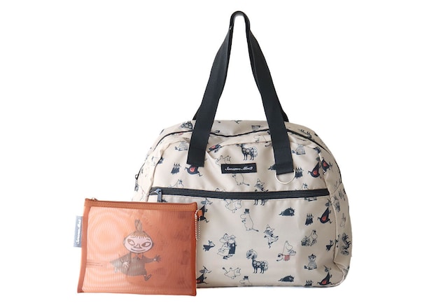 MOOMIN×Samansa Mos2［ムーミン×サマンサ モスモス］ムーミン谷の仲間たちが大集合！たためるボストンバッグとメッシュポーチ