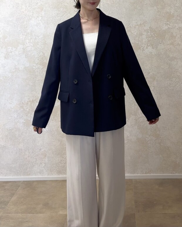 GUダブルブレストジャケット　Mサイズ着用感　フロント