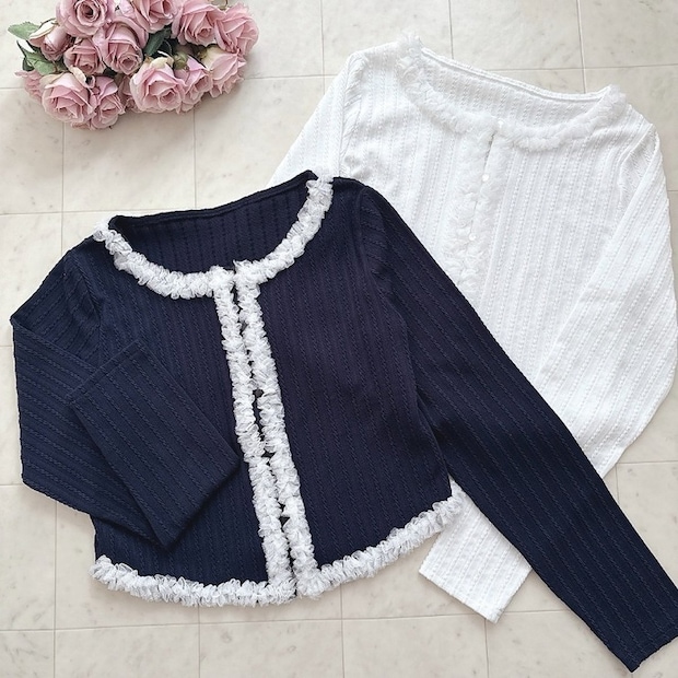 しまむらのチュールフリルカーディガン（Mian）