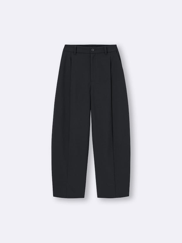 2026gu値下げレディースブラッシュドワイドテーパードパンツ