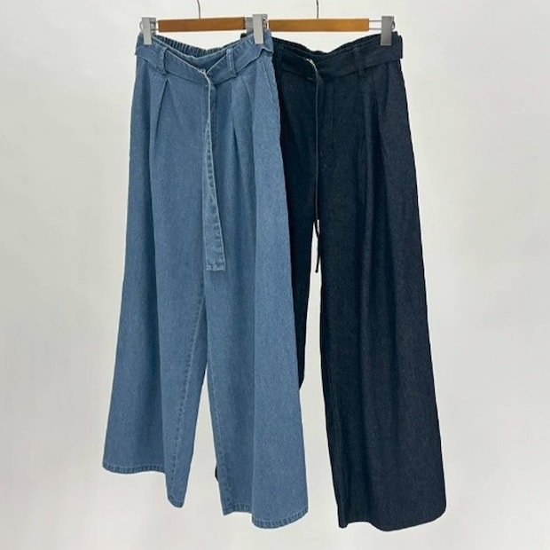 しまむら ベルト付きデニムワイドパンツ(ATSUKO) しまむらのベルト付きデニムワイドパンツ(ATSUKO)