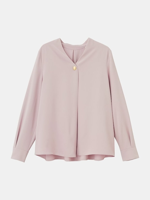 PLSTのUVカットVネックオーバルパーツブラウス