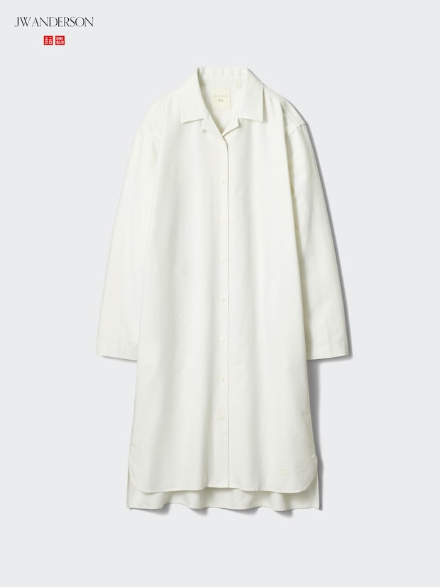 オープンカラーオックスフォードシャツワンピース