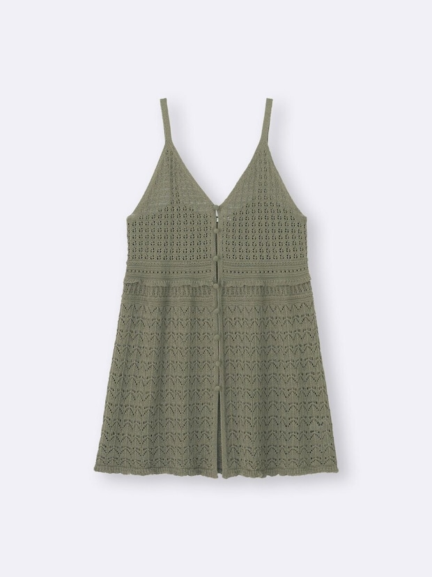 2026gu春大人女性おすすめ透かし編みニットキャミソールチュニック