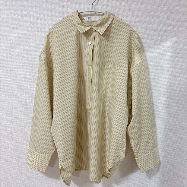 GUドルマンスリーブストライプシャツ　YELLOW