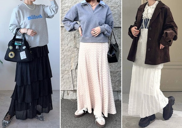 グレースウェットはスカート合わせで脱・部屋着感!上品こなれ見え♡大人のバランス春コーデ