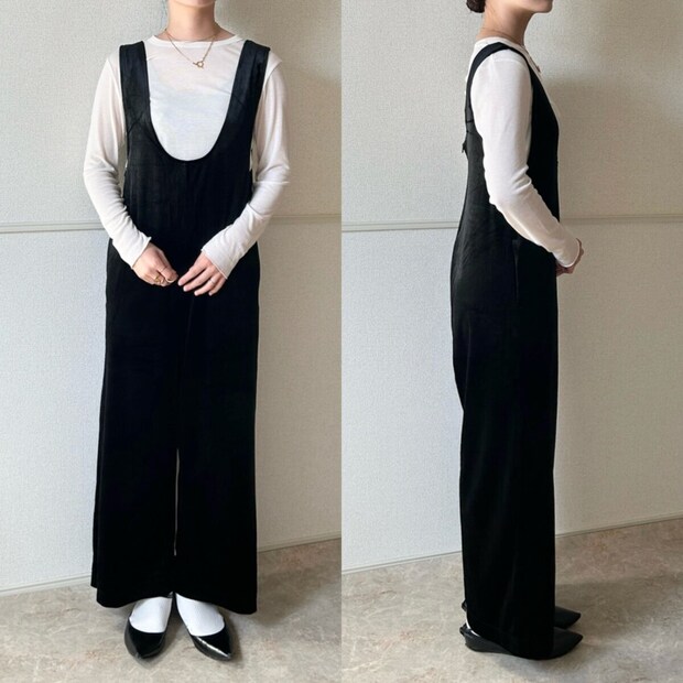 cocaベロアオールインワン cocaベロアオールインワン Mサイズ着用シルエット