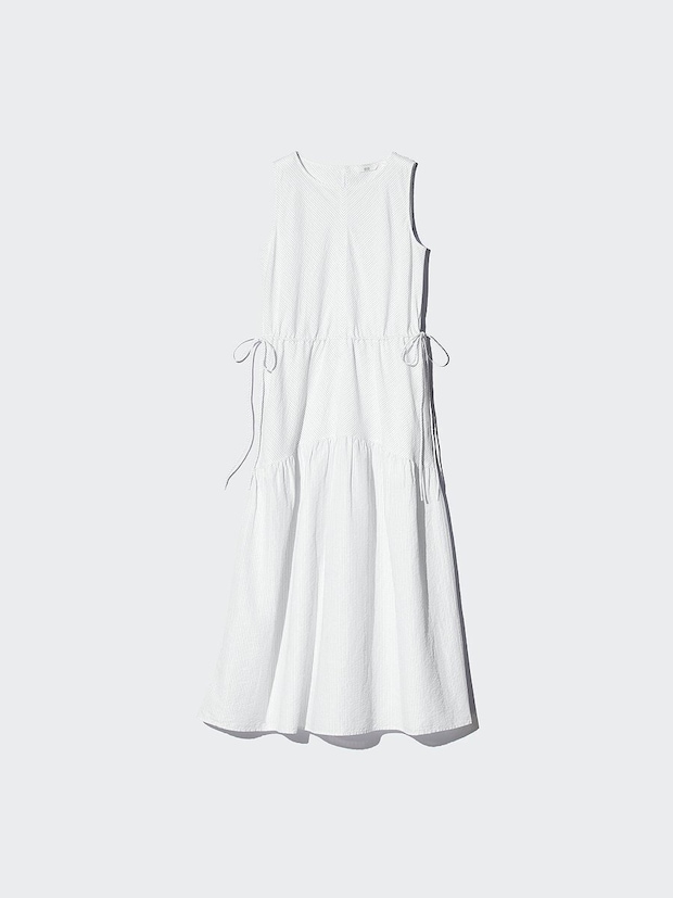 ユニクロ リネンブレンドティアードワンピース ユニクロのリネンブレンドティアードワンピース