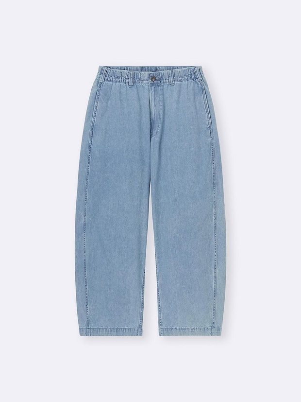 GUのライトデニムバレルレッグイージーパンツ